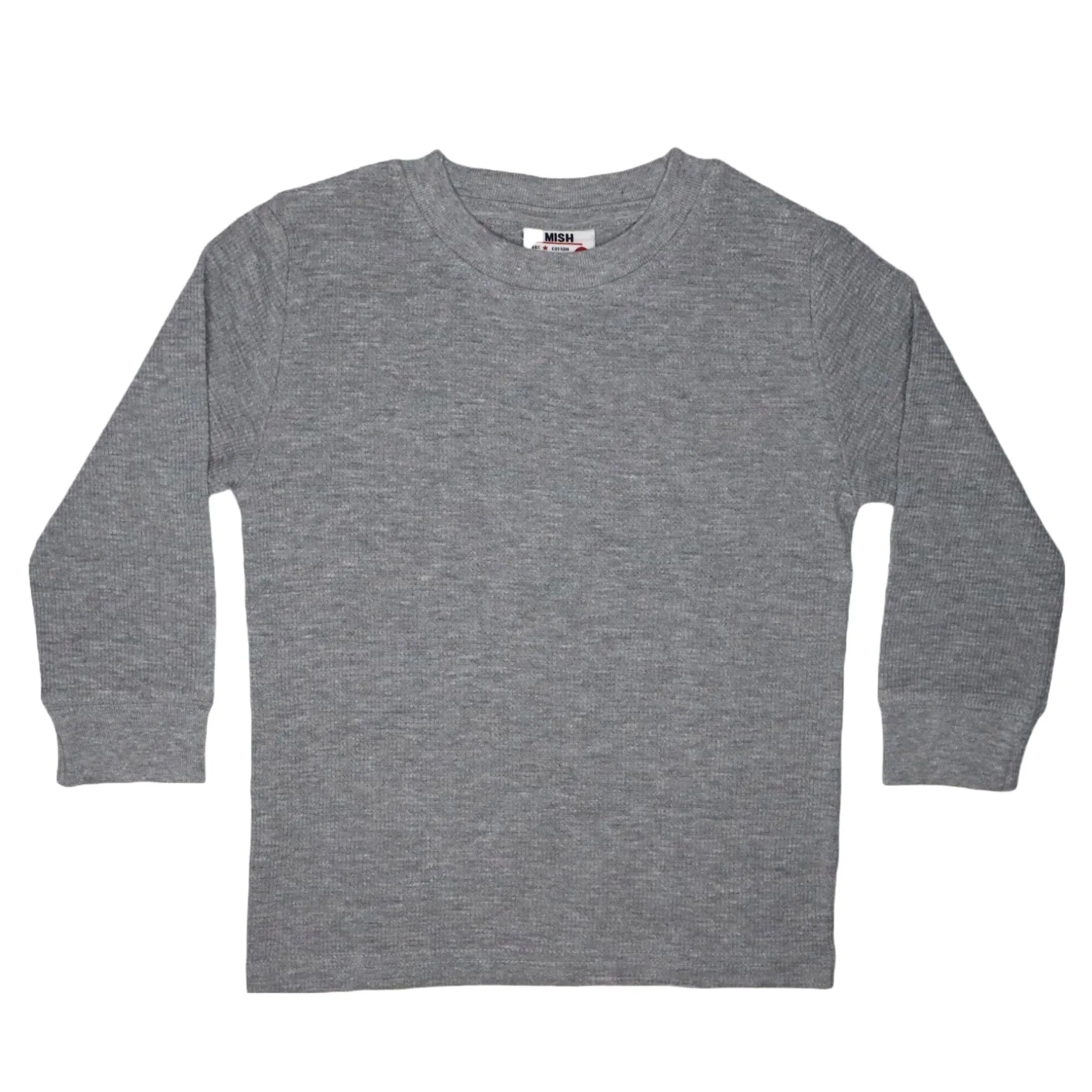 Kids Long Sleeve Thermal Solid Shirt - Heather Grey