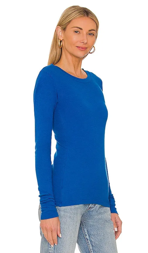 LA Made Perfect Basic Thermal Long Sleeve Tee in Blue