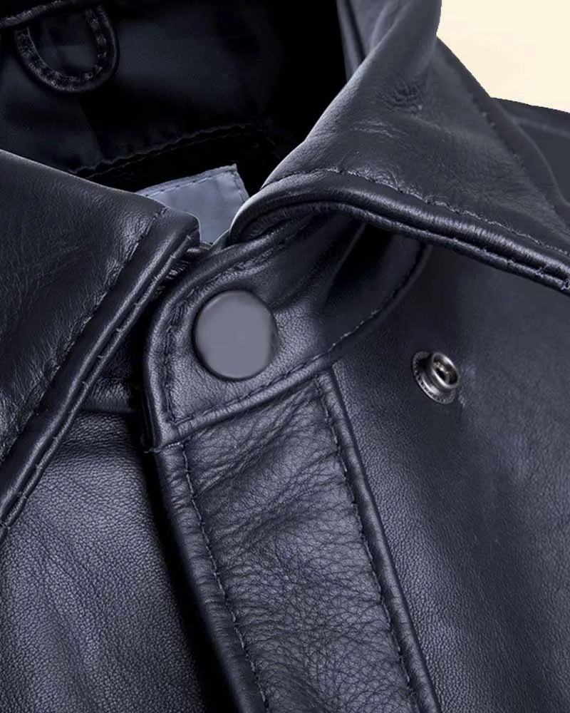 Men Black Leather Shirt