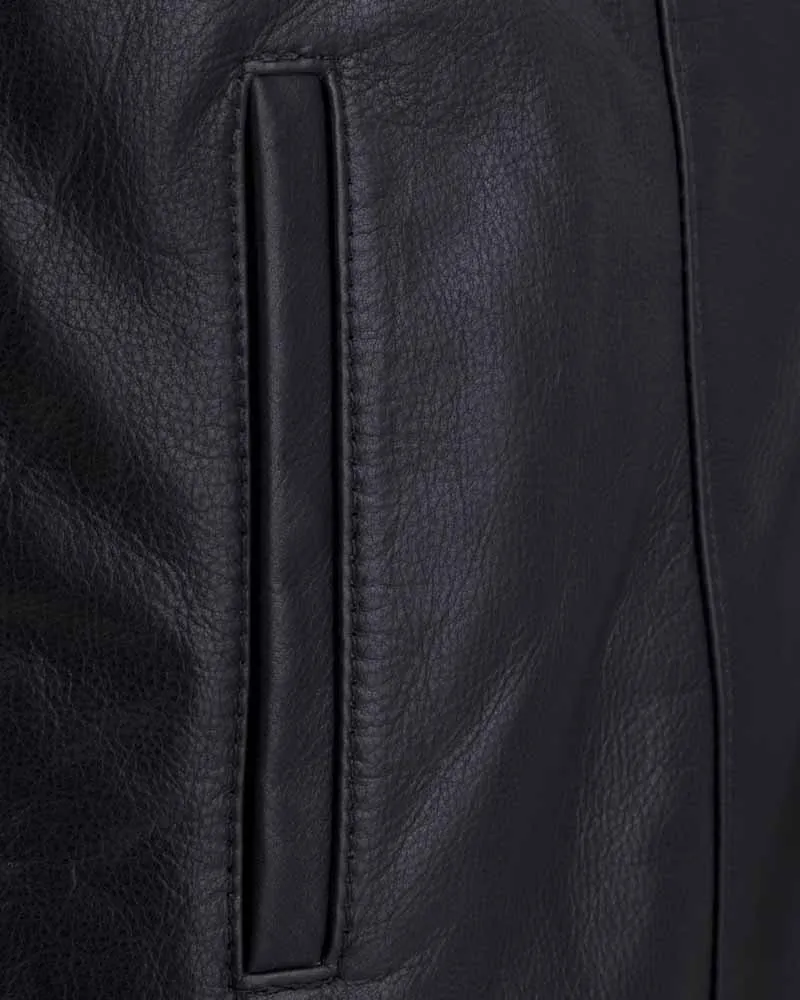 Men Black Leather Shirt