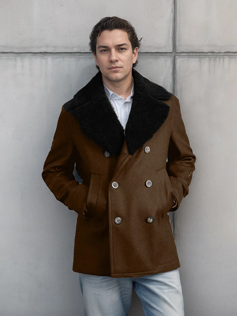 Men’s Double Breasted Wool Coat with Pockets