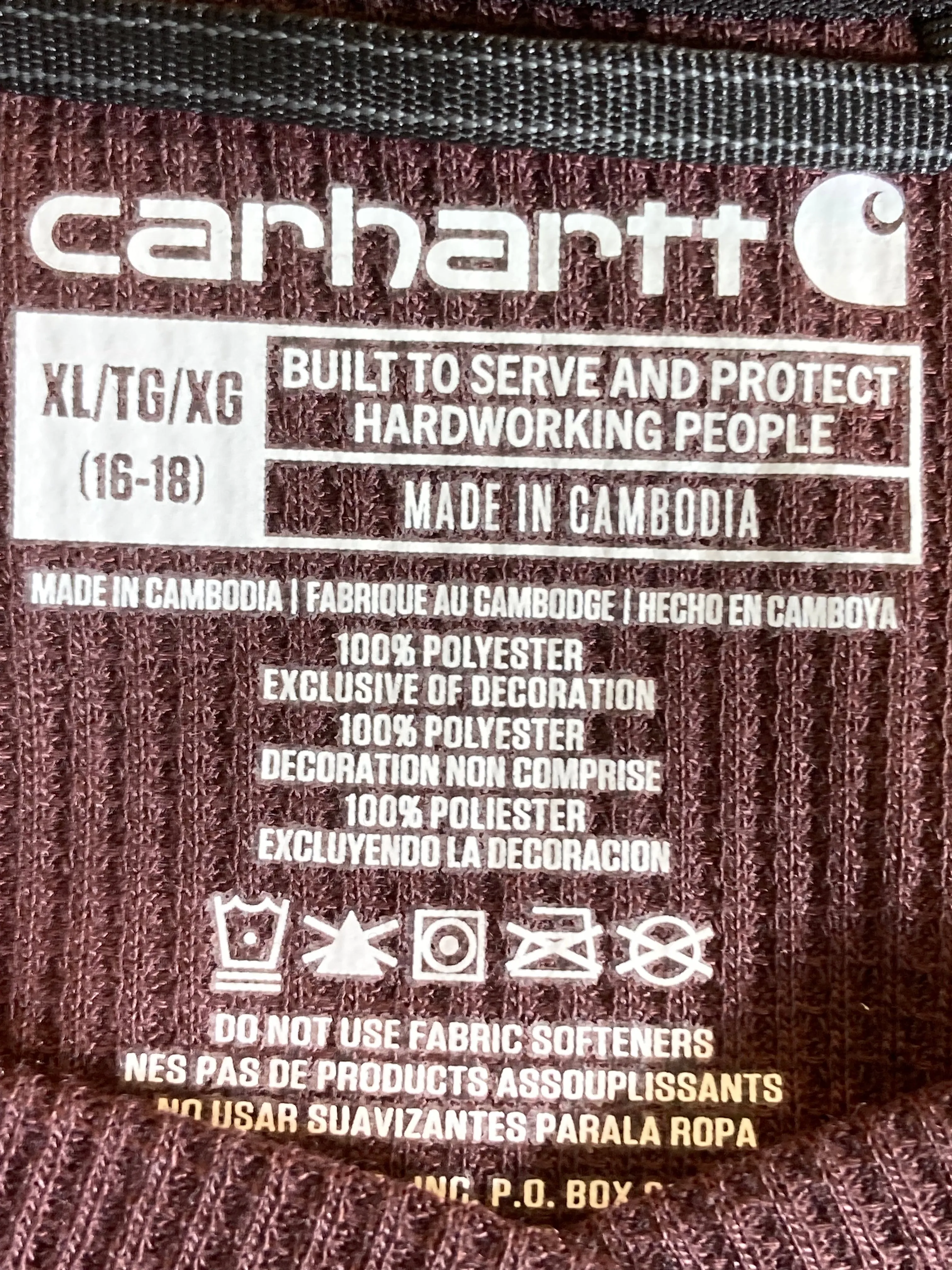 NEW! CARHARTT UM0197-W XL Adult Women Long Sleeve Force Midweight Waffle Base Layer Maroon Shirt Top