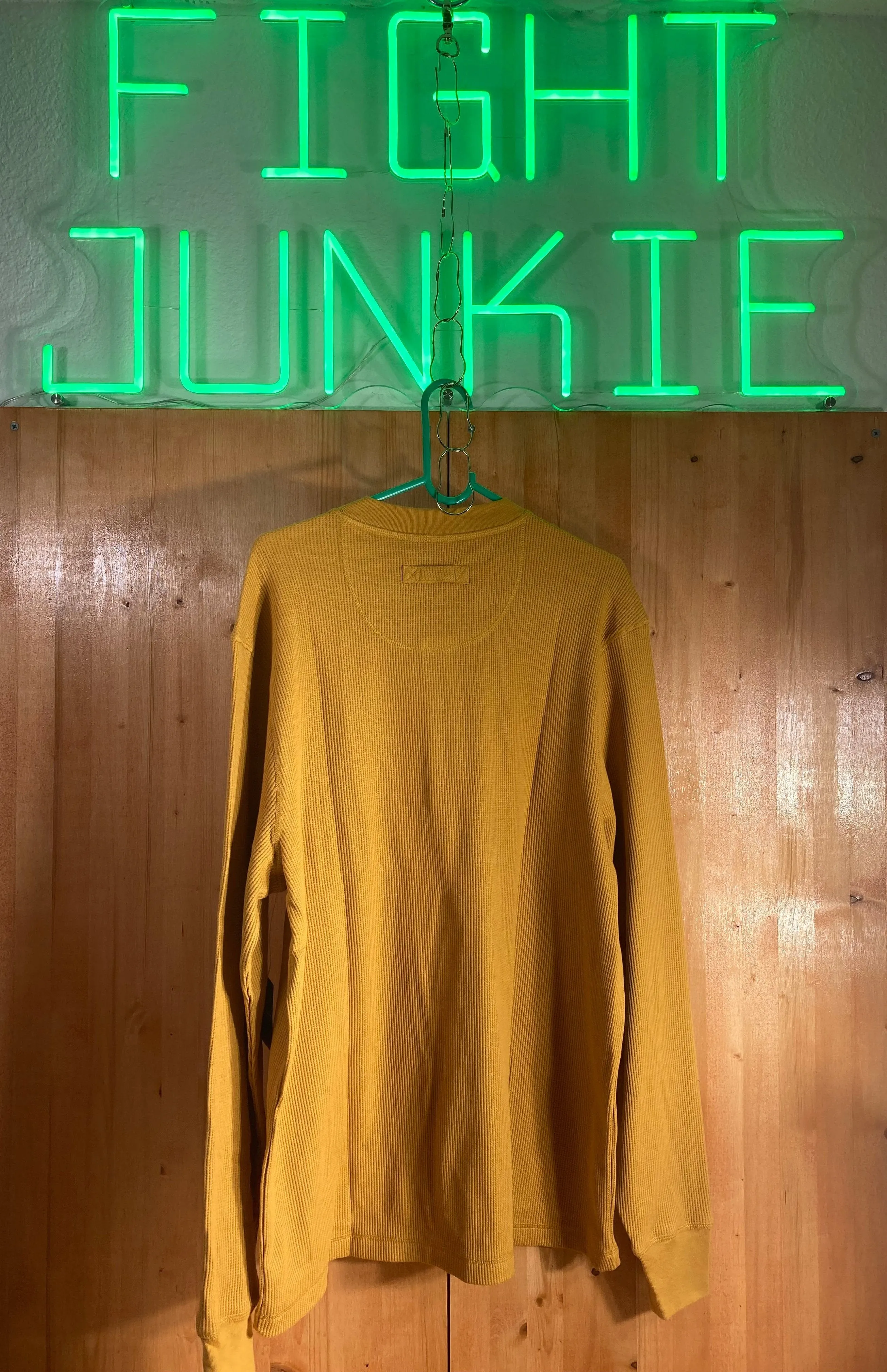 NEW! JOCKEY HENLEY Large L Lrg Thermal Adult Mens Waffle Long Sleeve Gold Base Layer T Shirt Tee Shirt Top