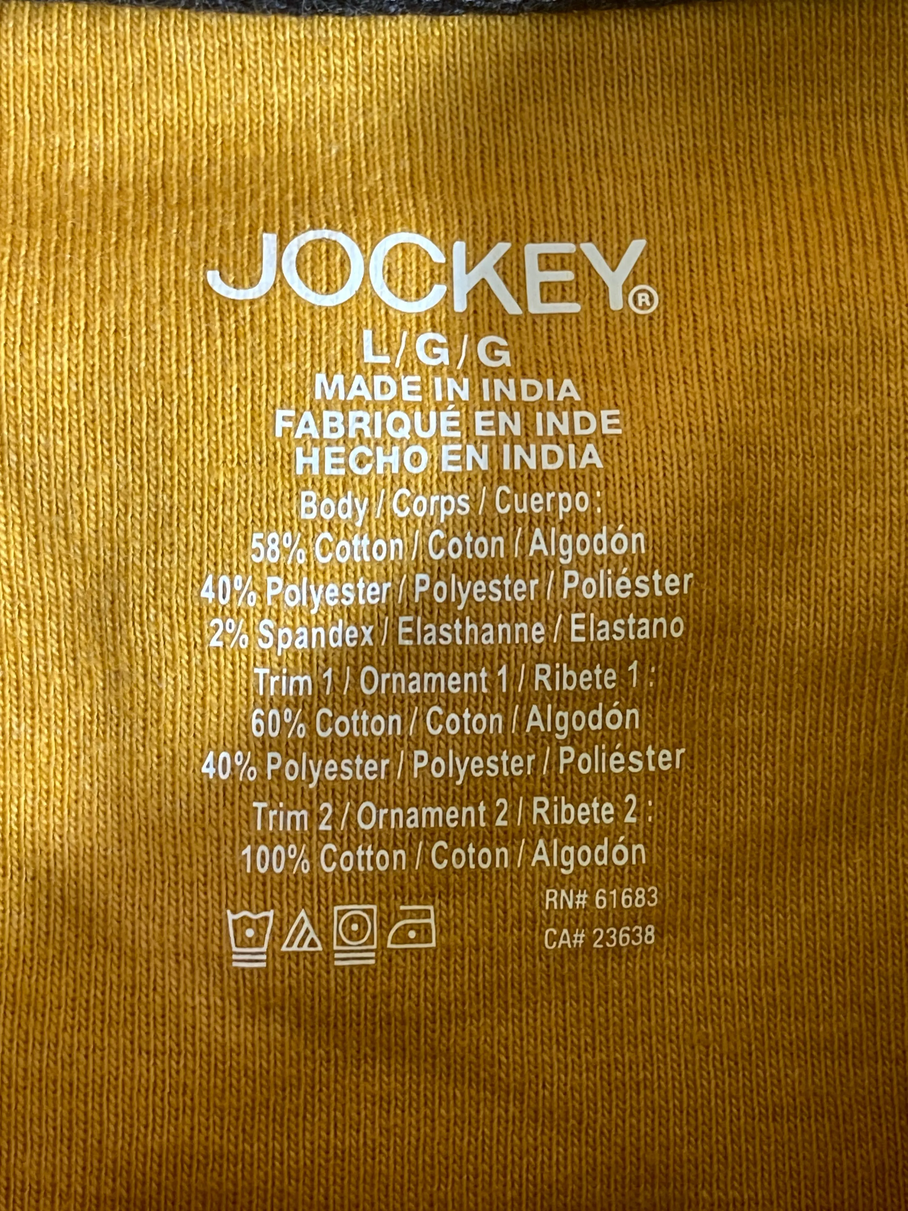 NEW! JOCKEY HENLEY Large L Lrg Thermal Adult Mens Waffle Long Sleeve Gold Base Layer T Shirt Tee Shirt Top