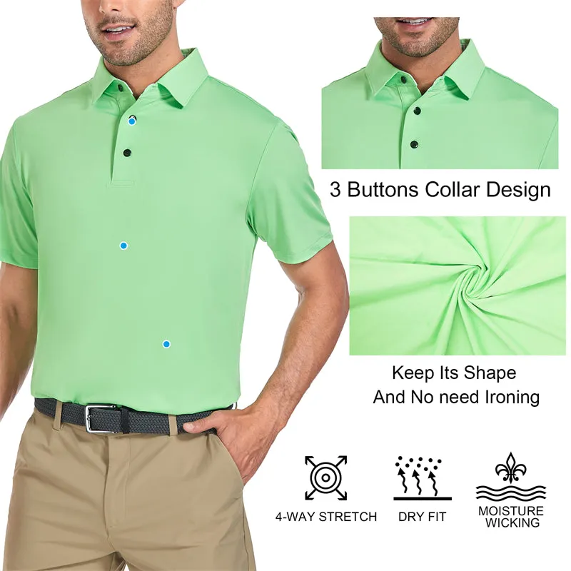 New Performance Fit Short Sleeve Golf Shirt Men Green