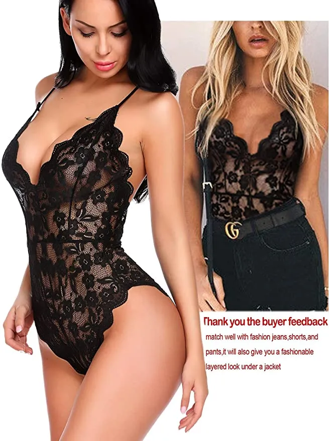 New with tags! Avidlove Women Teddy Lingerie One Piece Babydoll Mini Bodysuit, Black, Sz XL!
