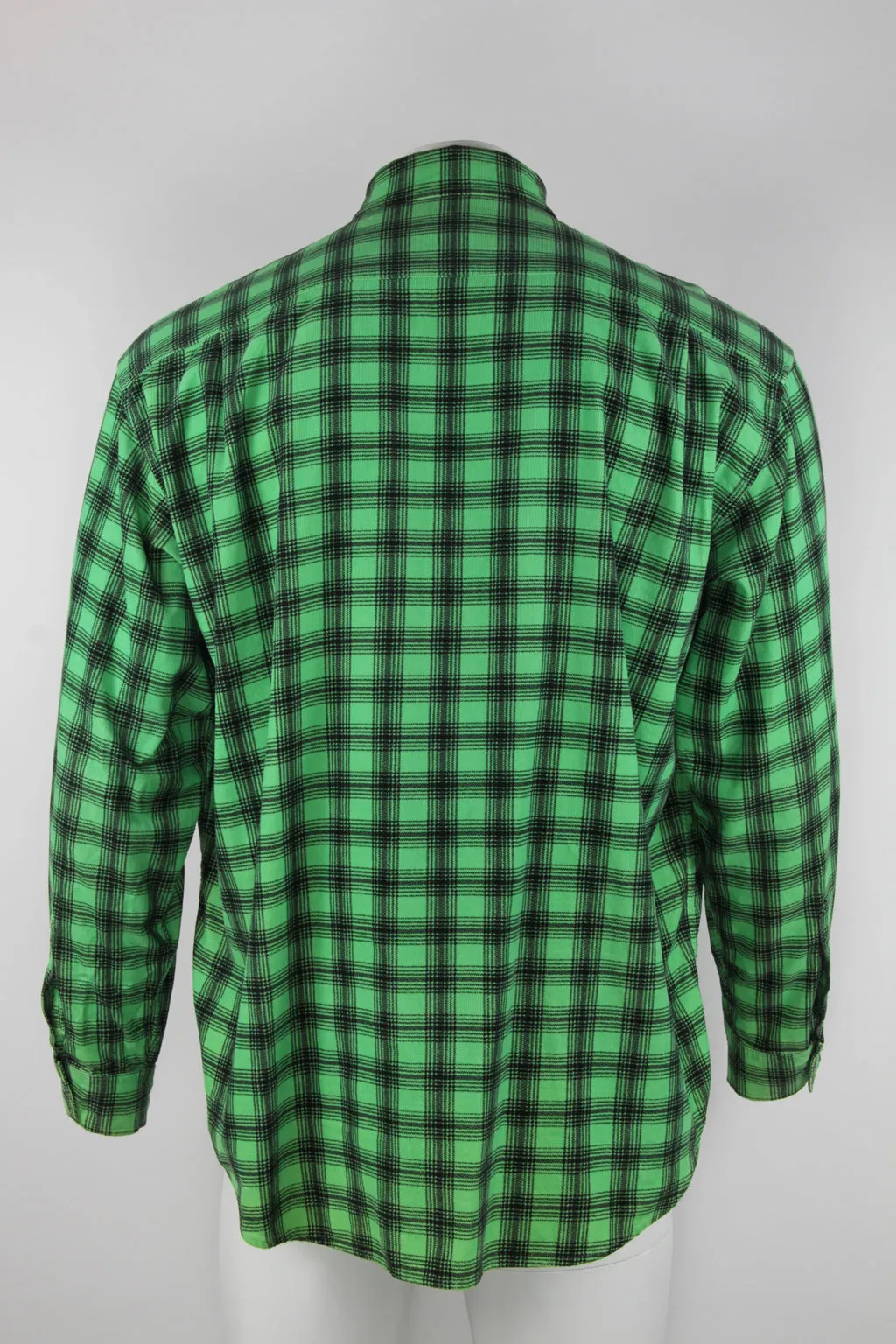 Patterned cord shirt - Green check - XL