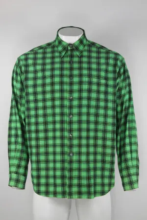 Patterned cord shirt - Green check - XL