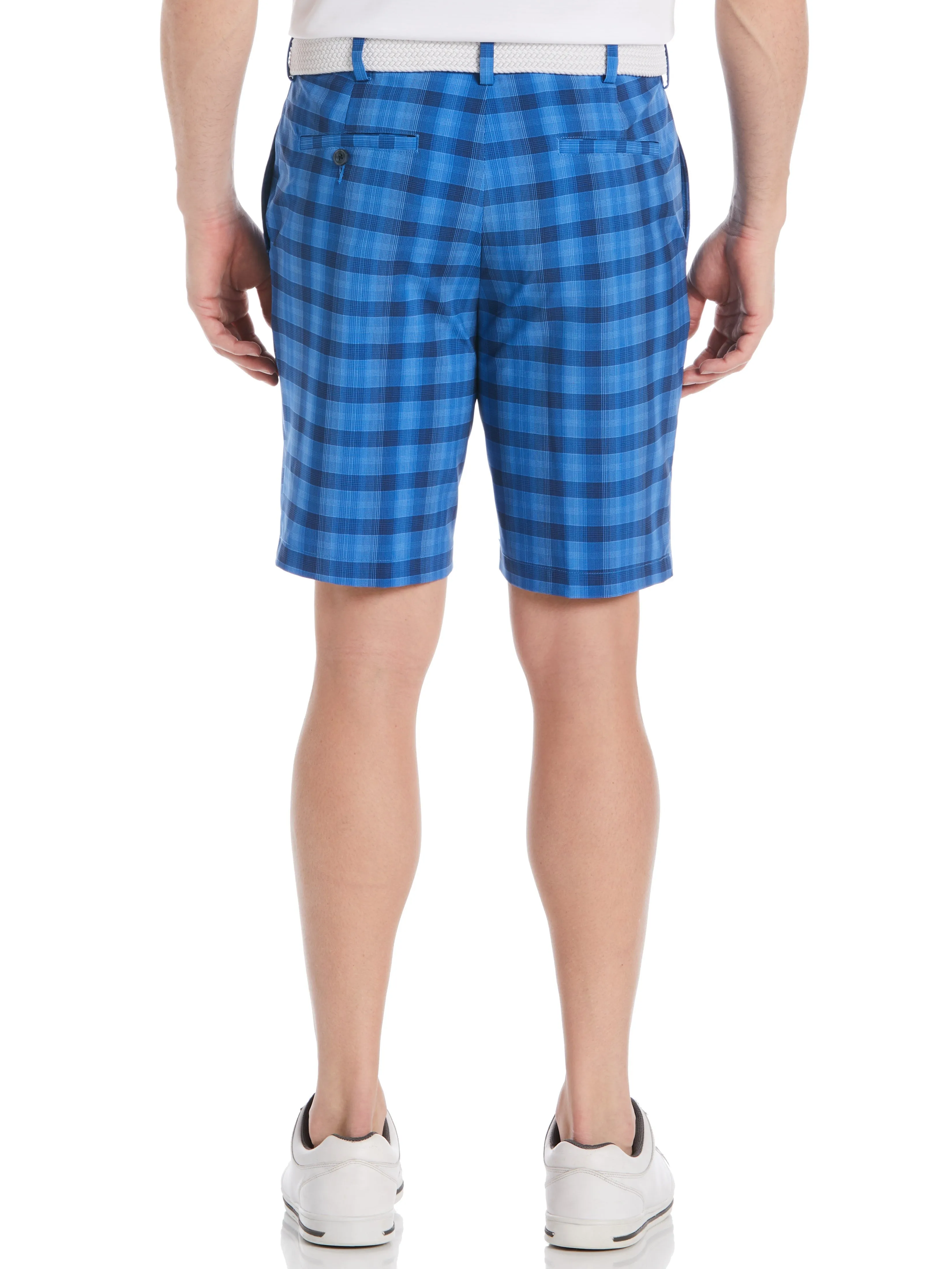 Pga Tour Men's Moisture-Wicking Stretch 9" Golf Shorts Shadow Plaid Blue 42
