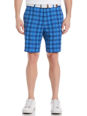 Pga Tour Men's Moisture-Wicking Stretch 9" Golf Shorts Shadow Plaid Blue 42