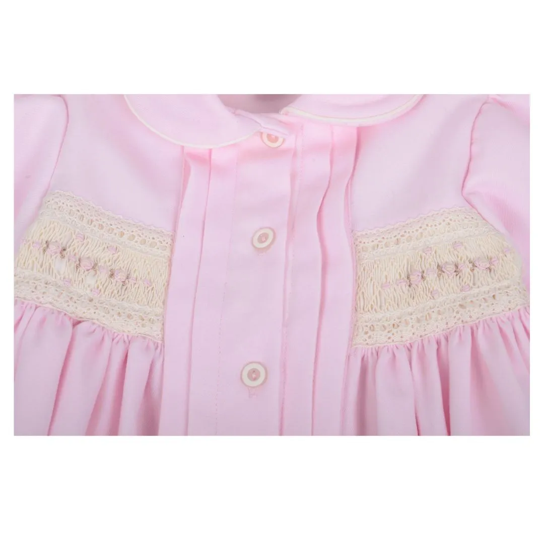 Pink Smocked Coat & Hat Set