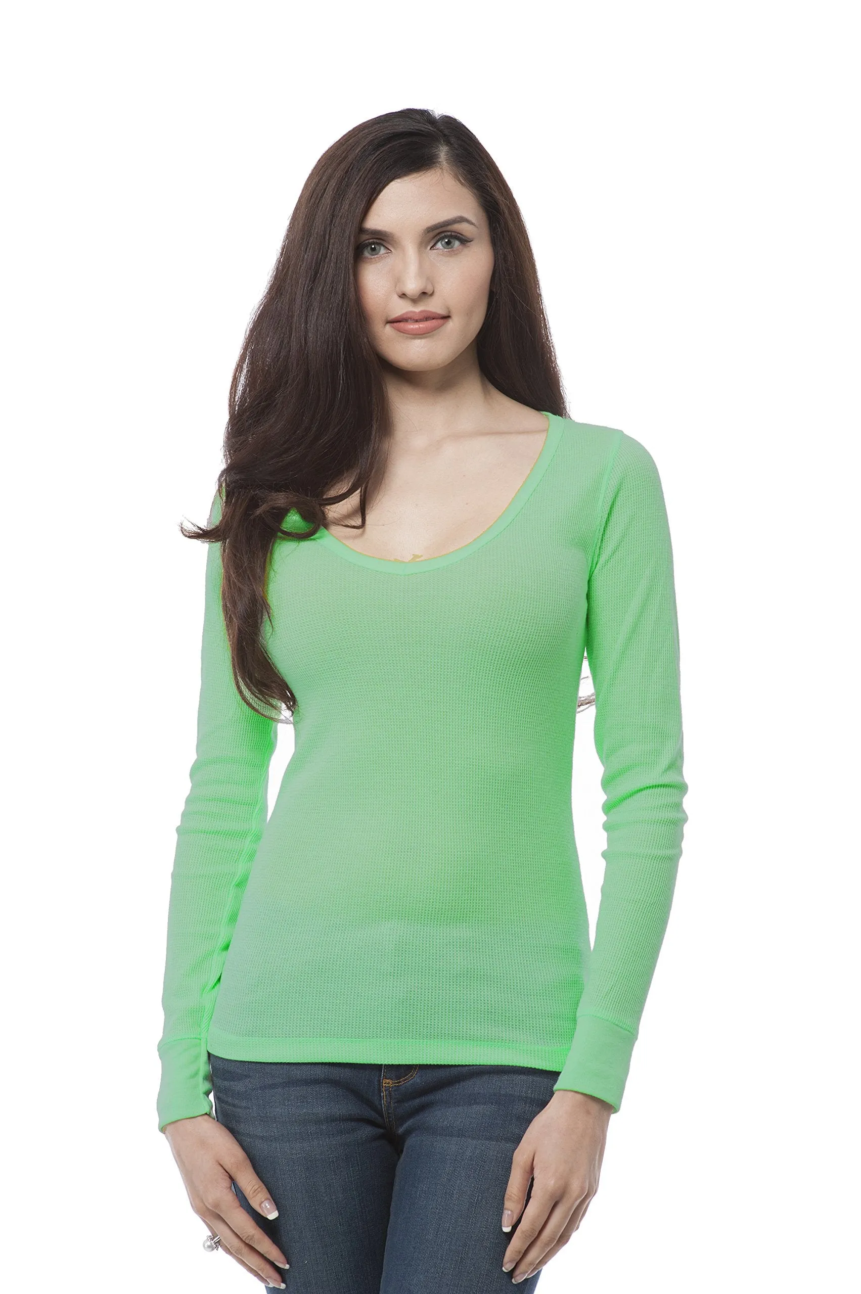 Plain Vneck Long Sleeve Thermal Shirt Top