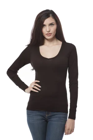 Plain Vneck Long Sleeve Thermal Shirt Top