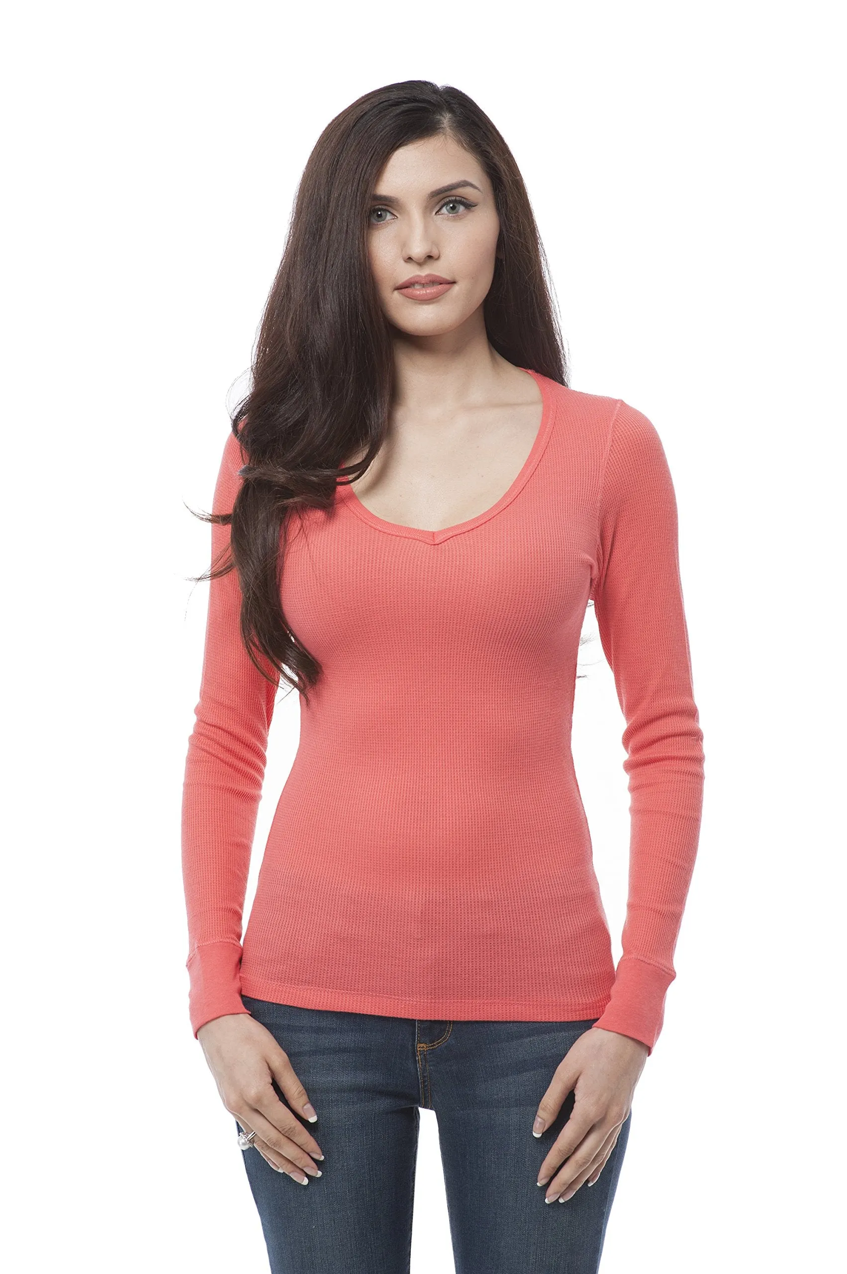 Plain Vneck Long Sleeve Thermal Shirt Top