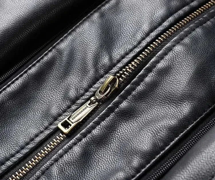 PU leather long coat