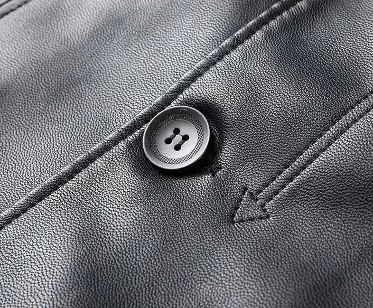 PU leather long coat
