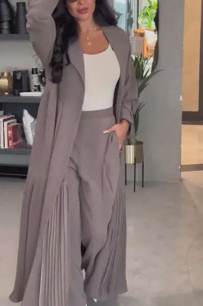 Solid Color Elegant Long Trench Coat
