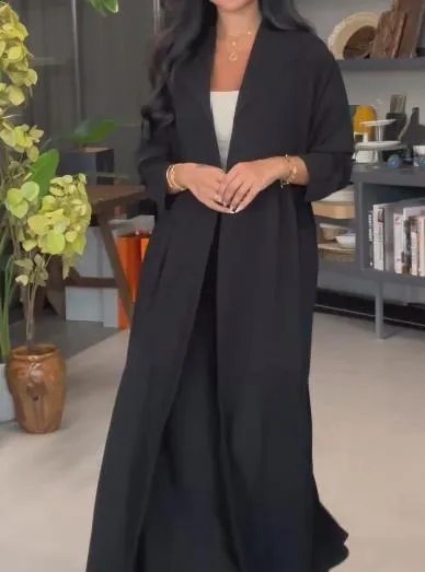 Solid Color Elegant Long Trench Coat