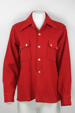 Vintage 1940s Wool Shirt  with spear tip collar - M