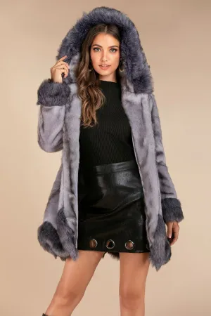 Women Faux Mid Length Mink Fur Coat